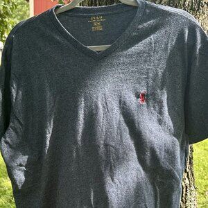 2 POLO by Ralph Lauren V-Neck Shirts Charcoal Grey and Navy Blue Size M